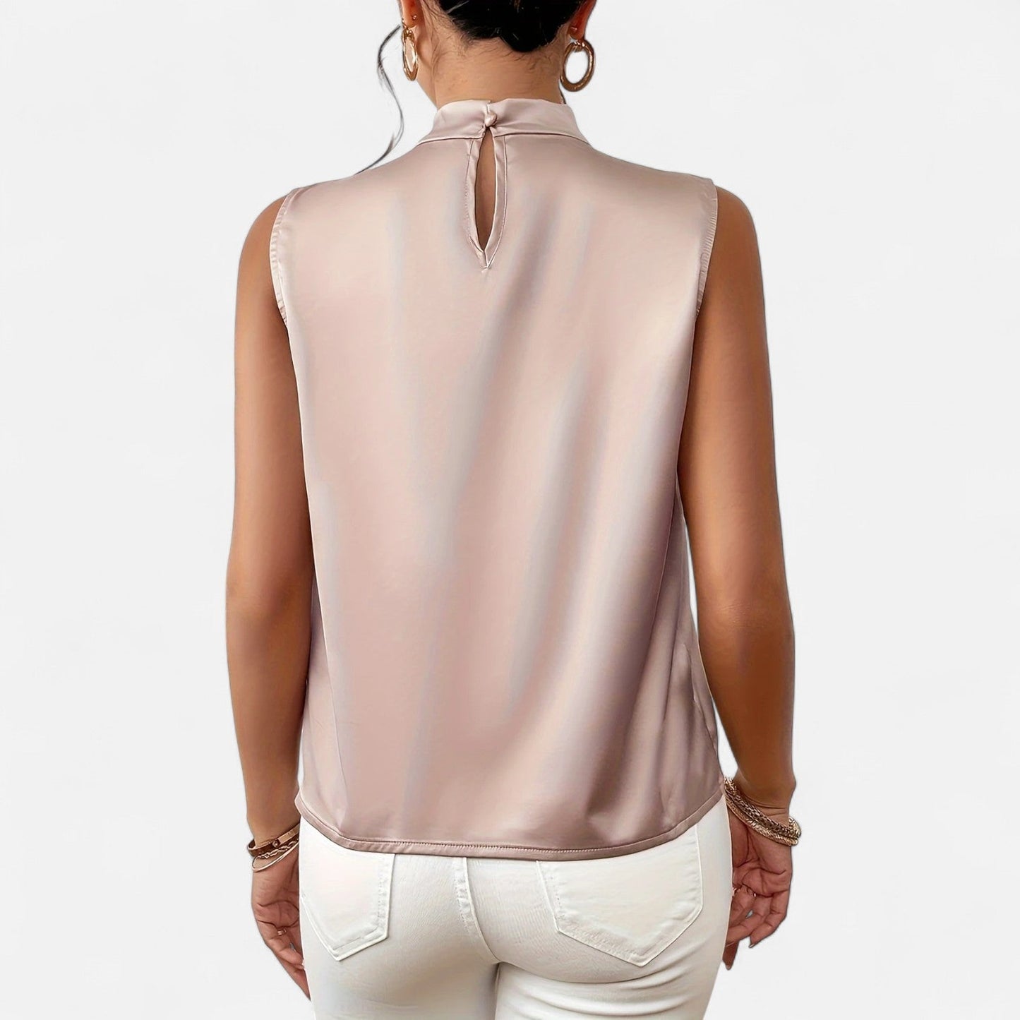Elanclo | Women’s Sleeveless Top – Asymmetric Satin Cut