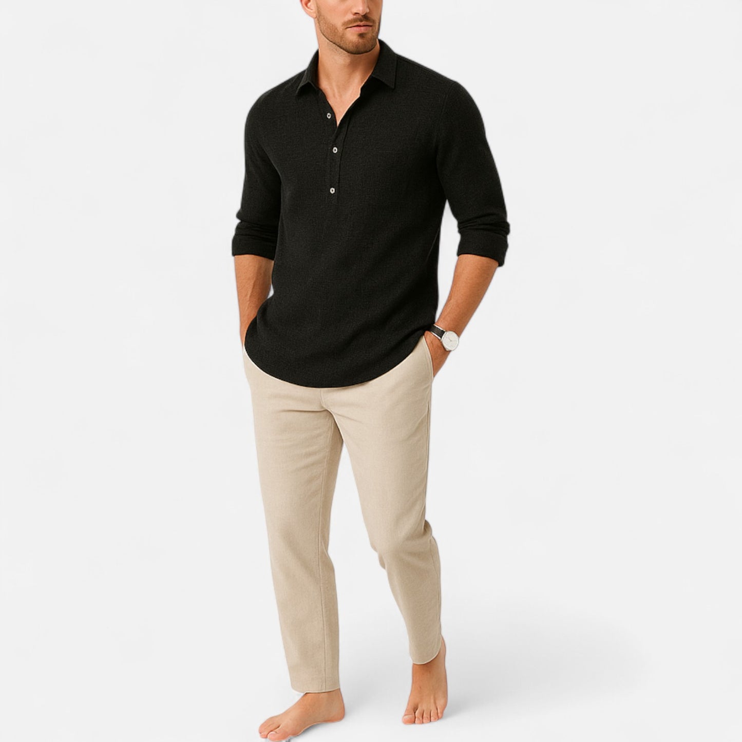 Elanclo | Men’s Classic Linen Long Sleeve Shirt