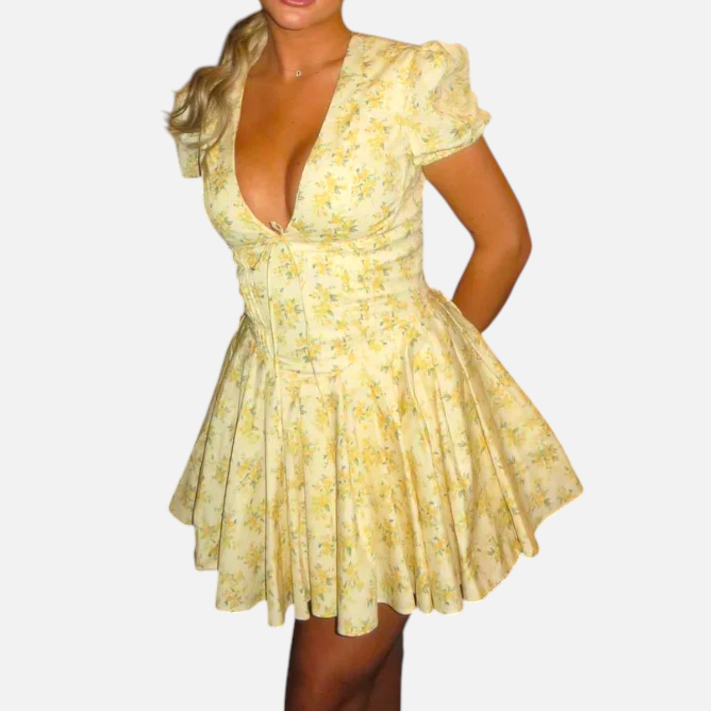 Elanclo | Women’s Puff-Sleeve Floral Mini Dress
