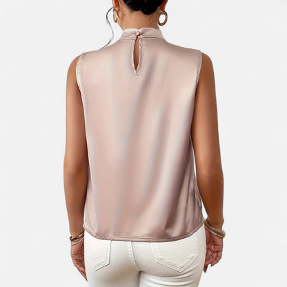 Elanclo | Women’s Sleeveless Top – Asymmetric Satin Cut