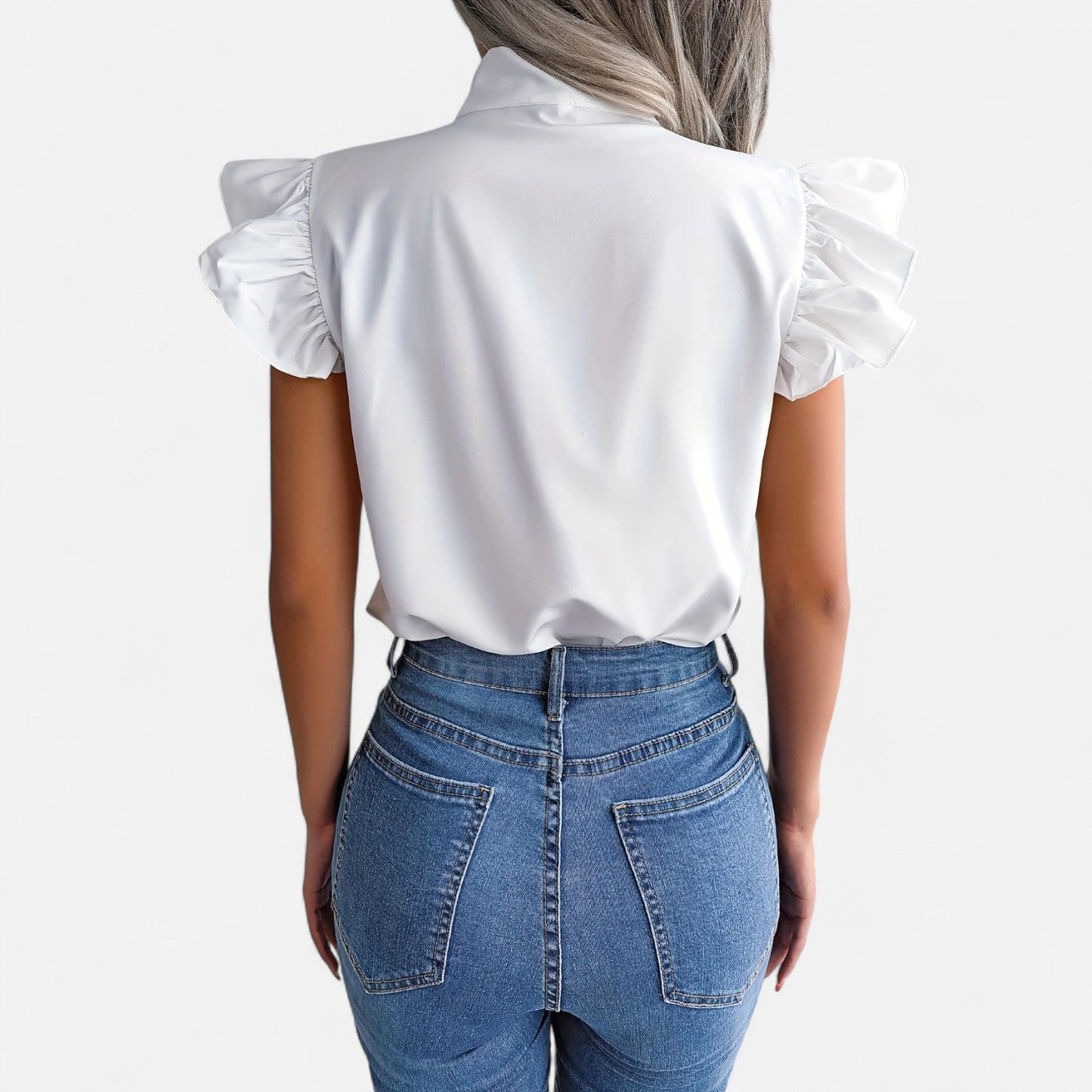 Elanclo | Women’s Chiffon Blouse – Bow-Tie Sleeveless Style