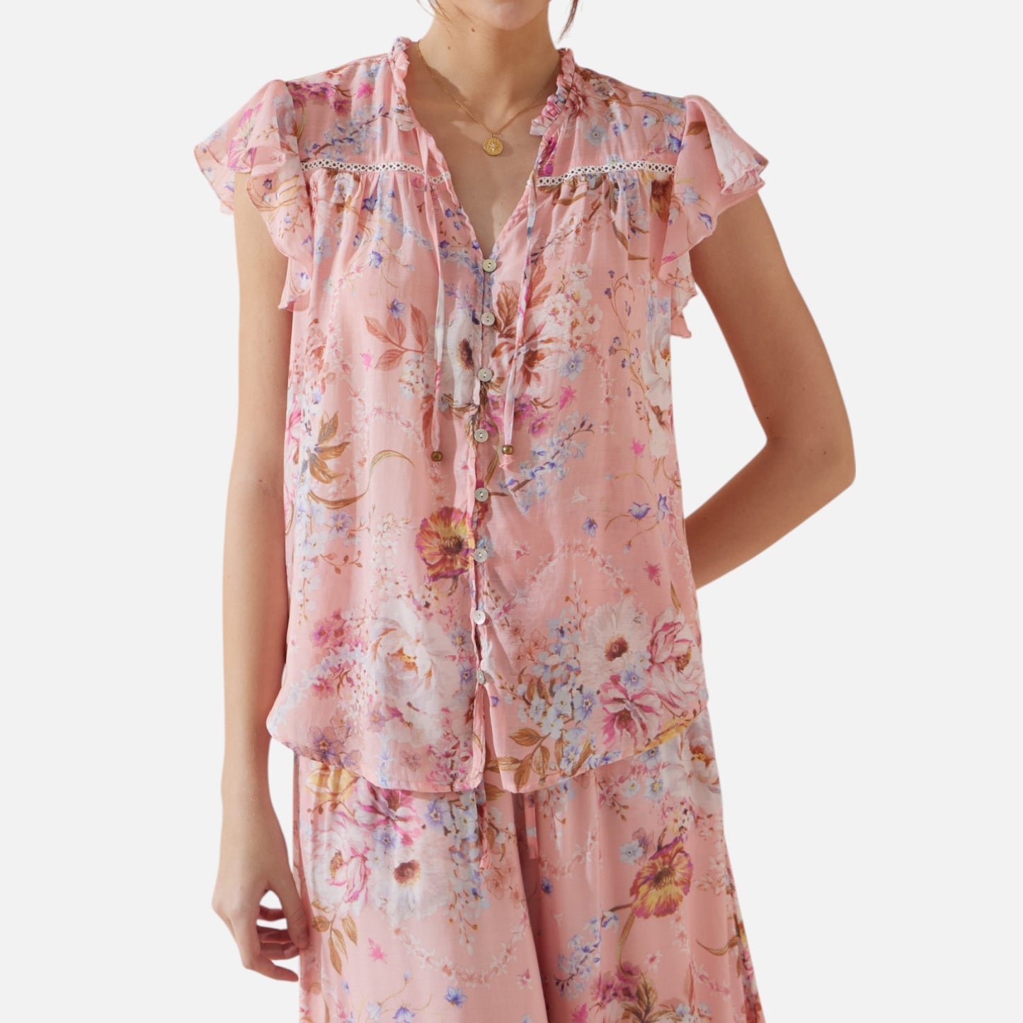 Elanclo | Women’s Cotton Ruffle-Lace Blouse