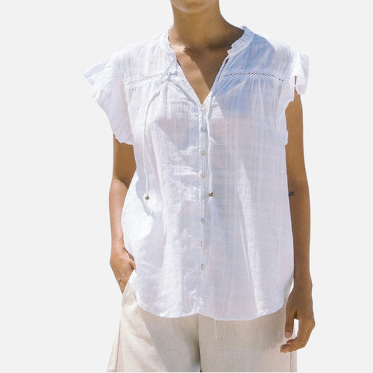 Elanclo | Women’s Cotton Ruffle-Lace Blouse