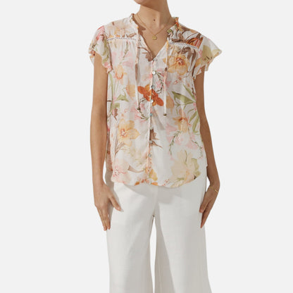 Elanclo | Women’s Cotton Ruffle-Lace Blouse