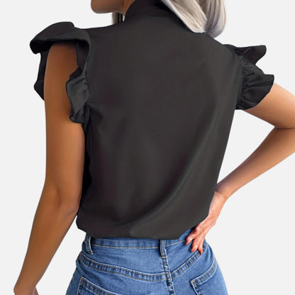 Elanclo | Women’s Chiffon Blouse – Bow-Tie Sleeveless Style