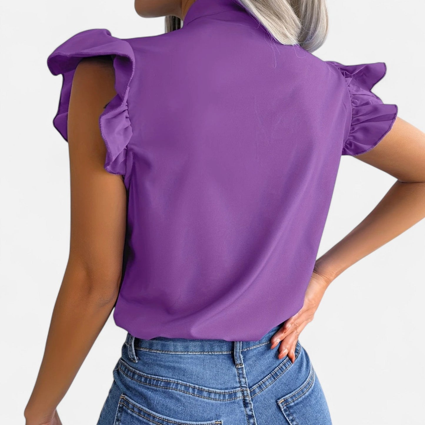 Elanclo | Women’s Chiffon Blouse – Bow-Tie Sleeveless Style