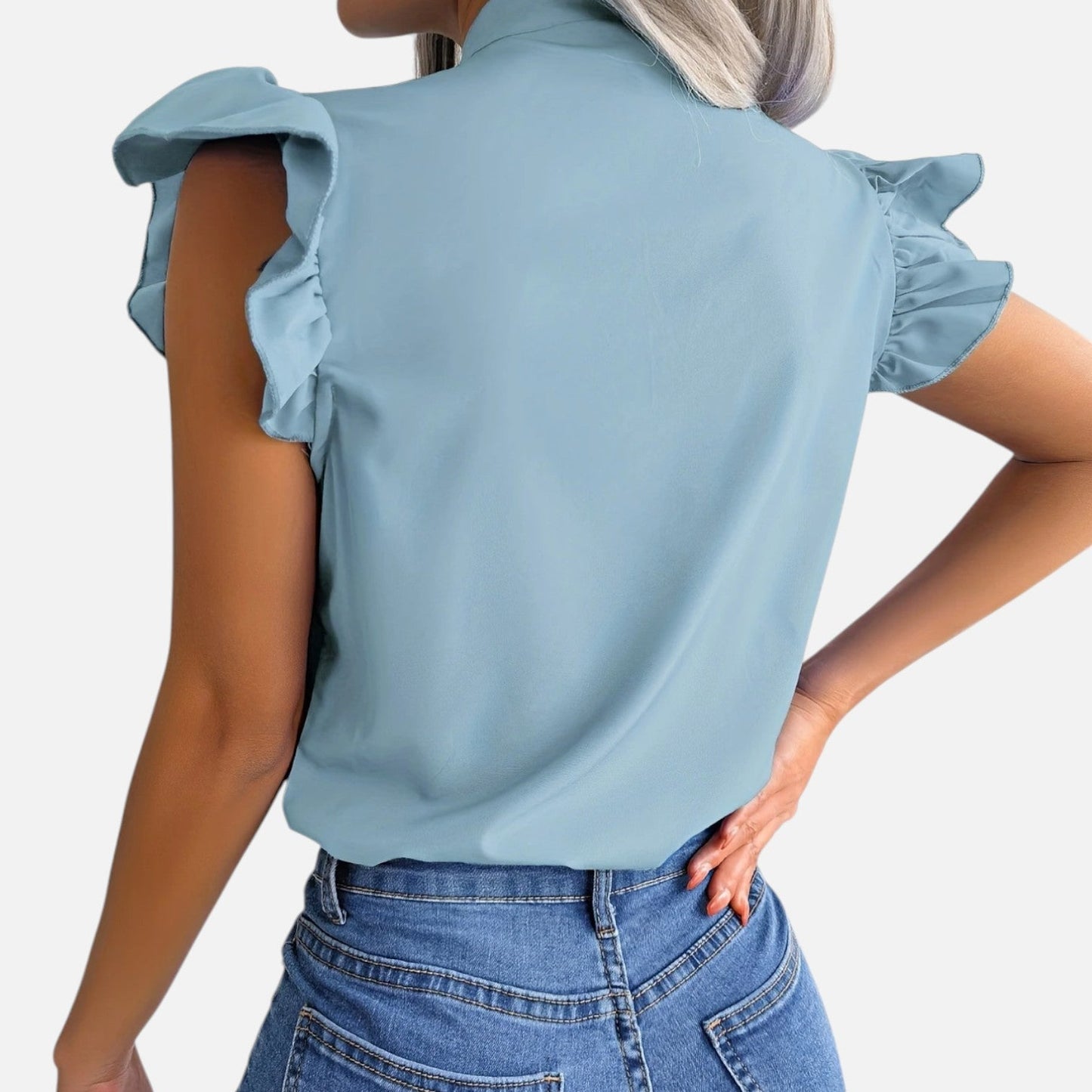 Elanclo | Women’s Chiffon Blouse – Bow-Tie Sleeveless Style