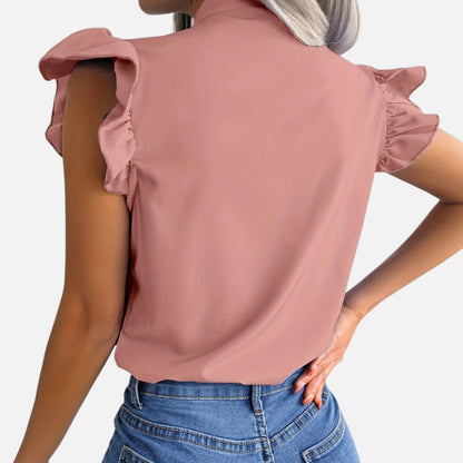 Elanclo | Women’s Chiffon Blouse – Bow-Tie Sleeveless Style