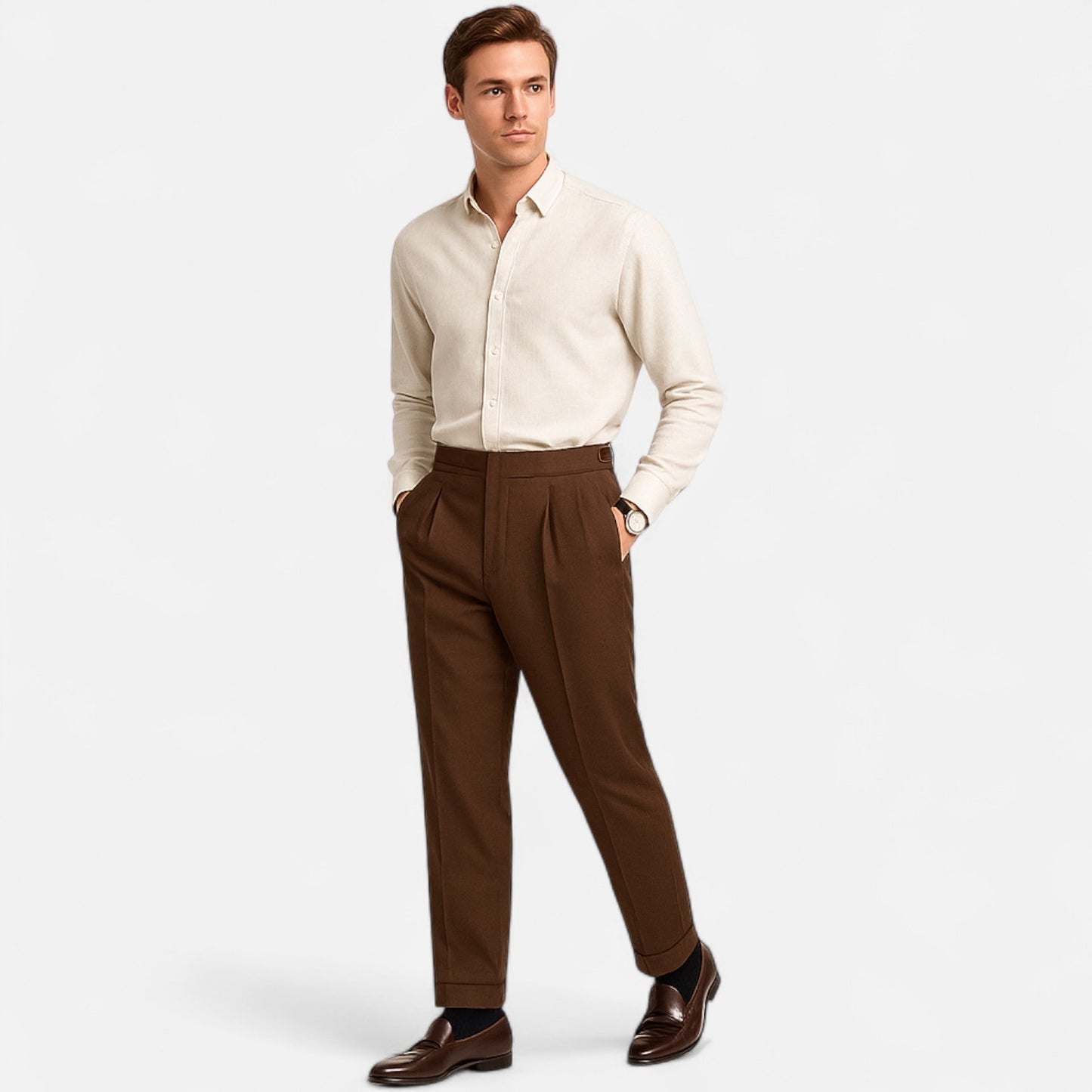 Elanclo | Men’s High-Waisted Wool Blend Trousers