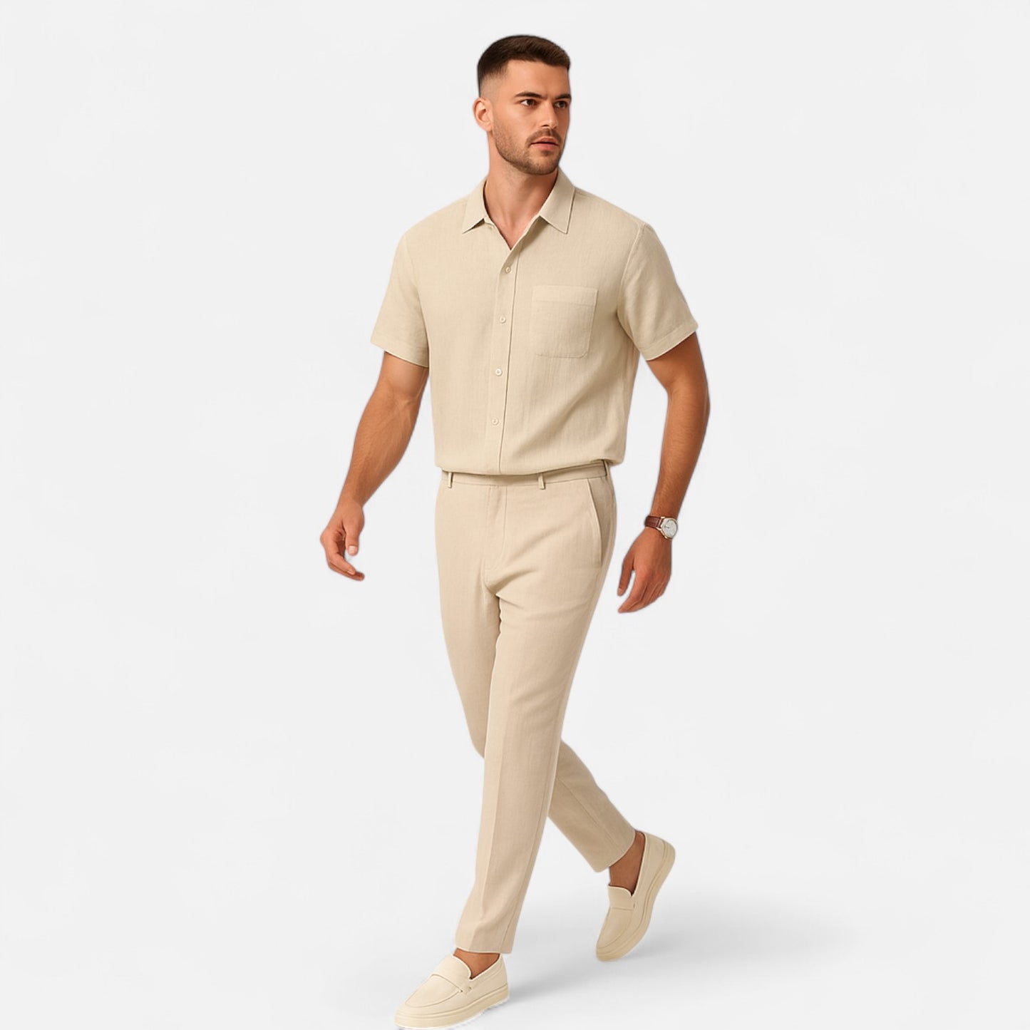 Elanclo | Men’s Classic Straight-Leg Linen Trousers