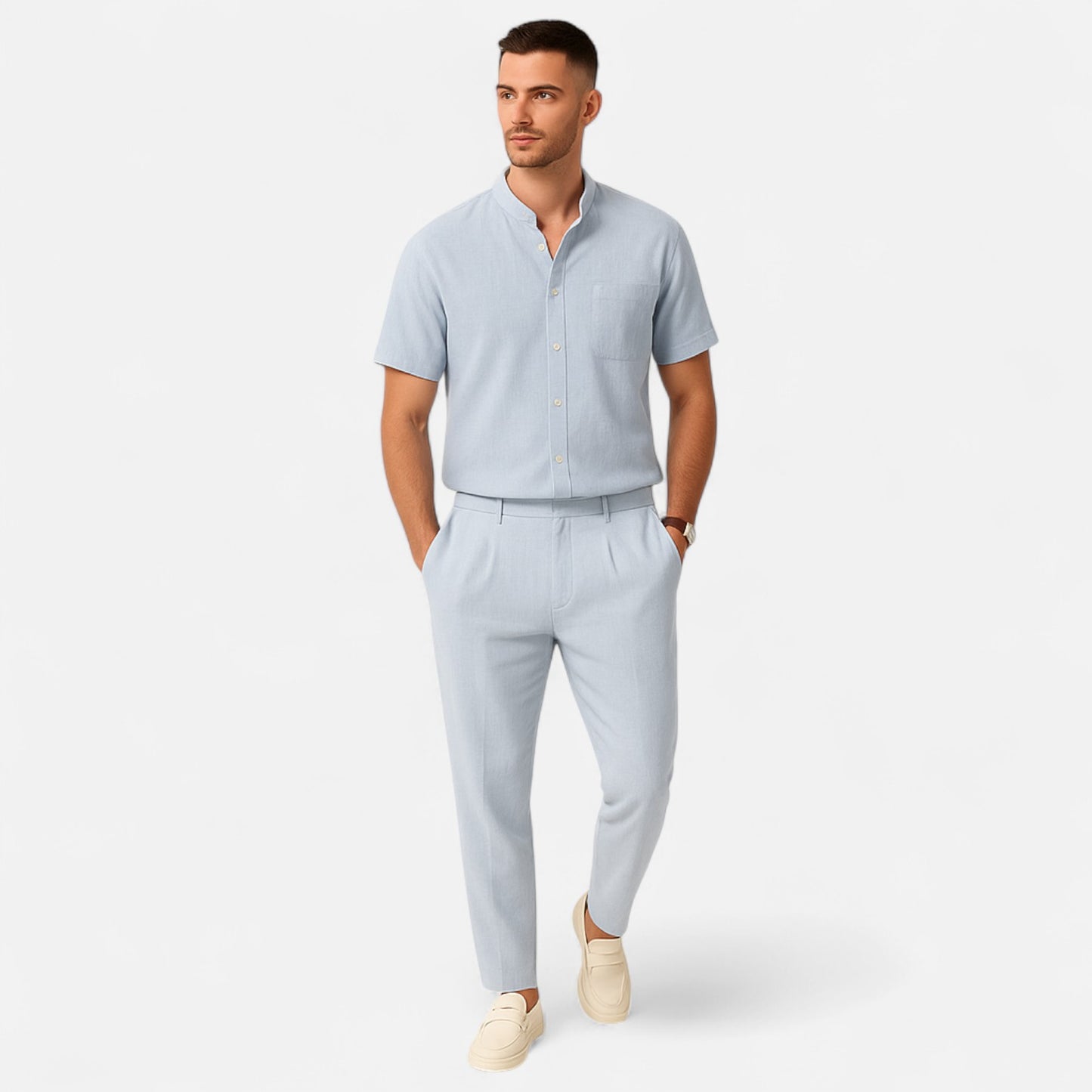 Elanclo | Men’s Classic Straight-Leg Linen Trousers