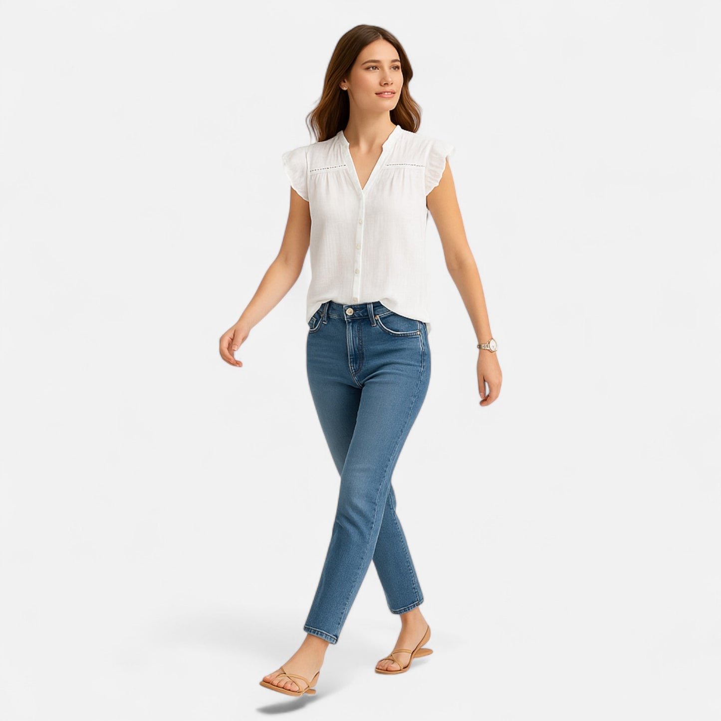 Elanclo | Women’s Cotton Ruffle-Lace Blouse