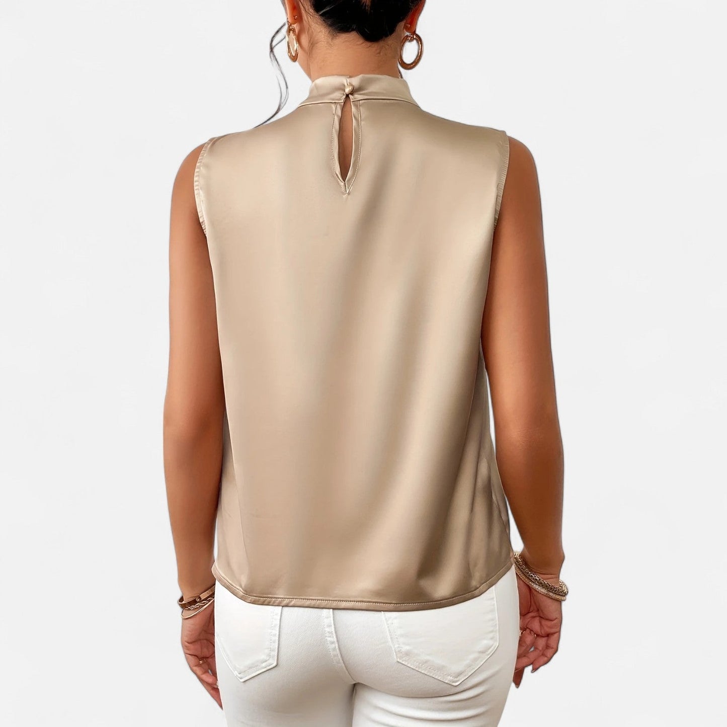 Elanclo | Women’s Sleeveless Top – Asymmetric Satin Cut