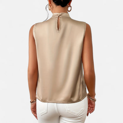 Elanclo | Women’s Sleeveless Top – Asymmetric Satin Cut