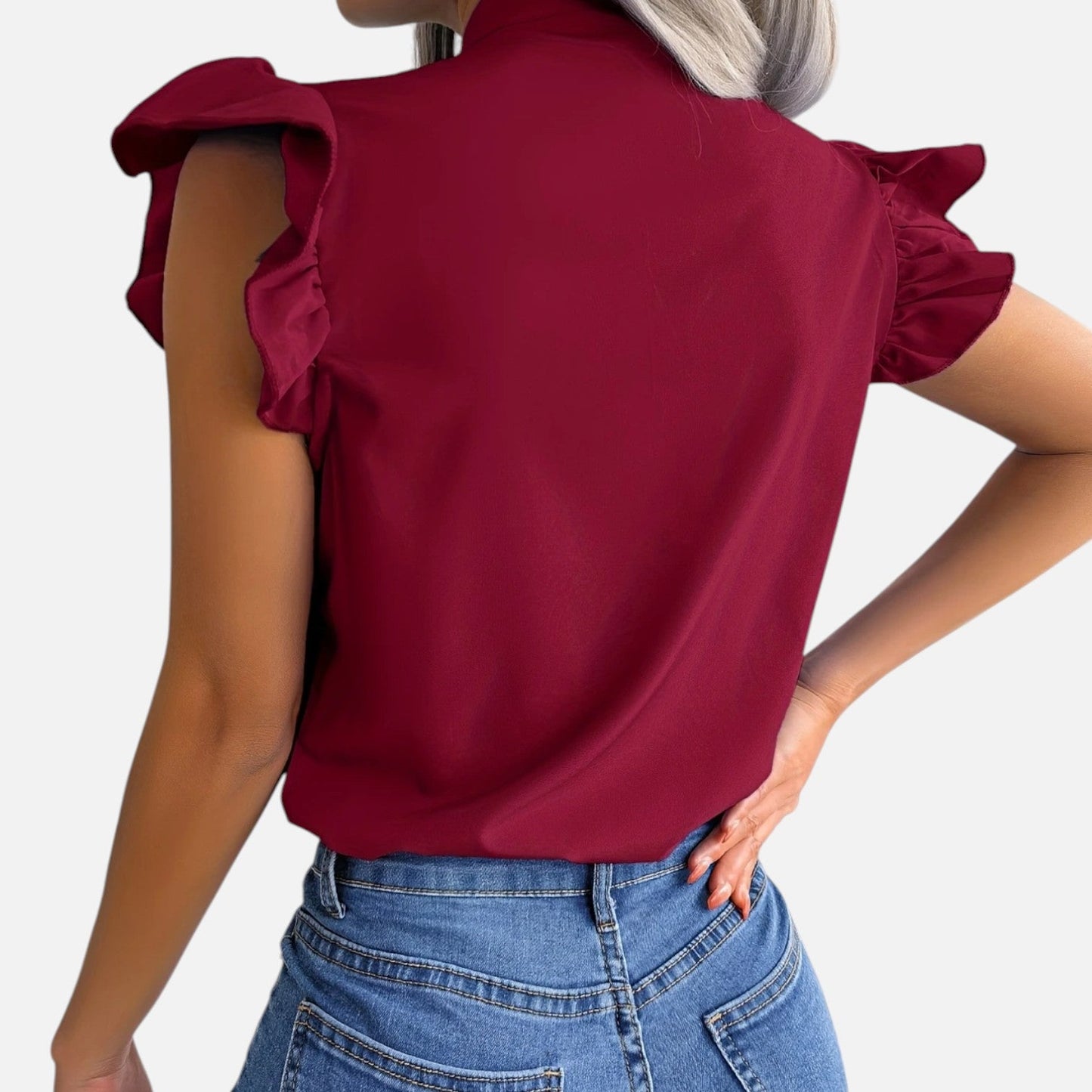Elanclo | Women’s Chiffon Blouse – Bow-Tie Sleeveless Style