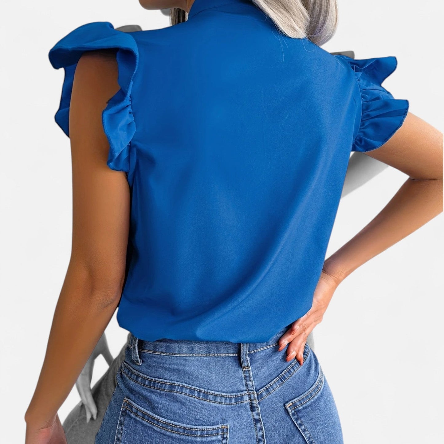 Elanclo | Women’s Chiffon Blouse – Bow-Tie Sleeveless Style