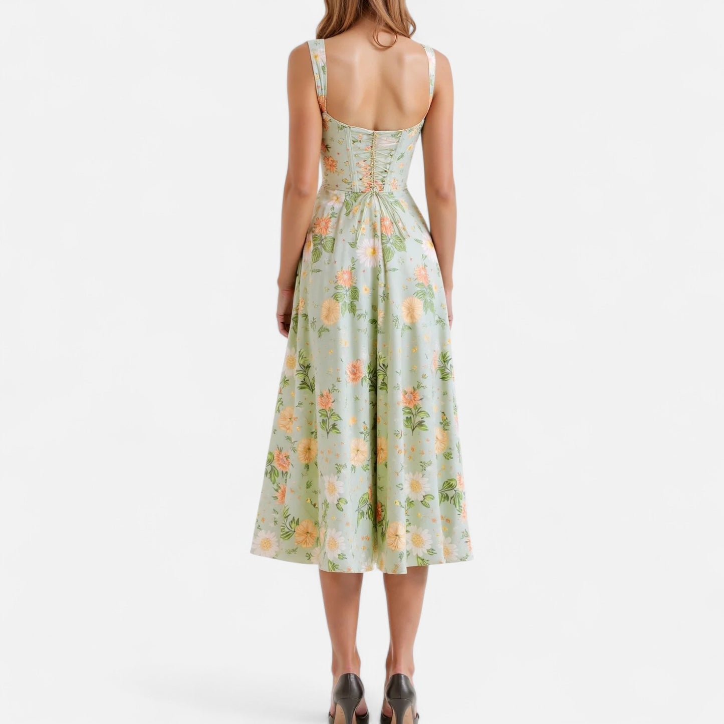 Elanclo | Women’s Floral Corset Midi Dress