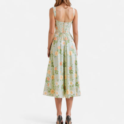 Elanclo | Women’s Floral Corset Midi Dress