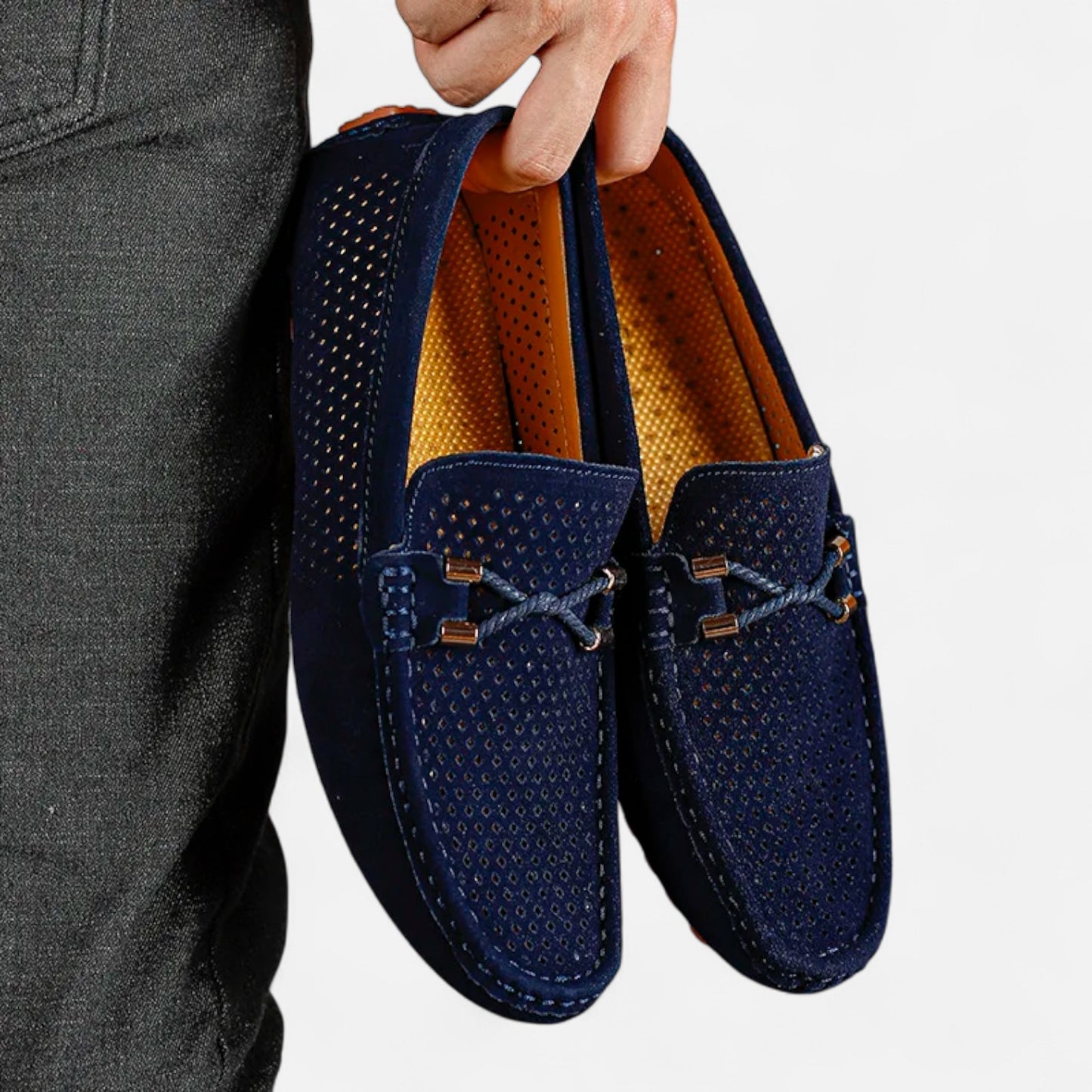 Elanclo | Men’s Perforated Suede Riviera Loafers