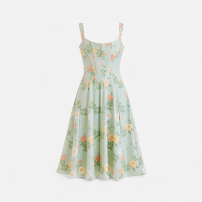 Elanclo | Women’s Floral Corset Midi Dress