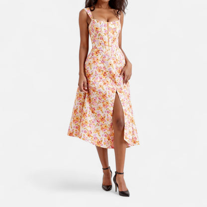 Elanclo | Women’s Floral Corset Midi Dress