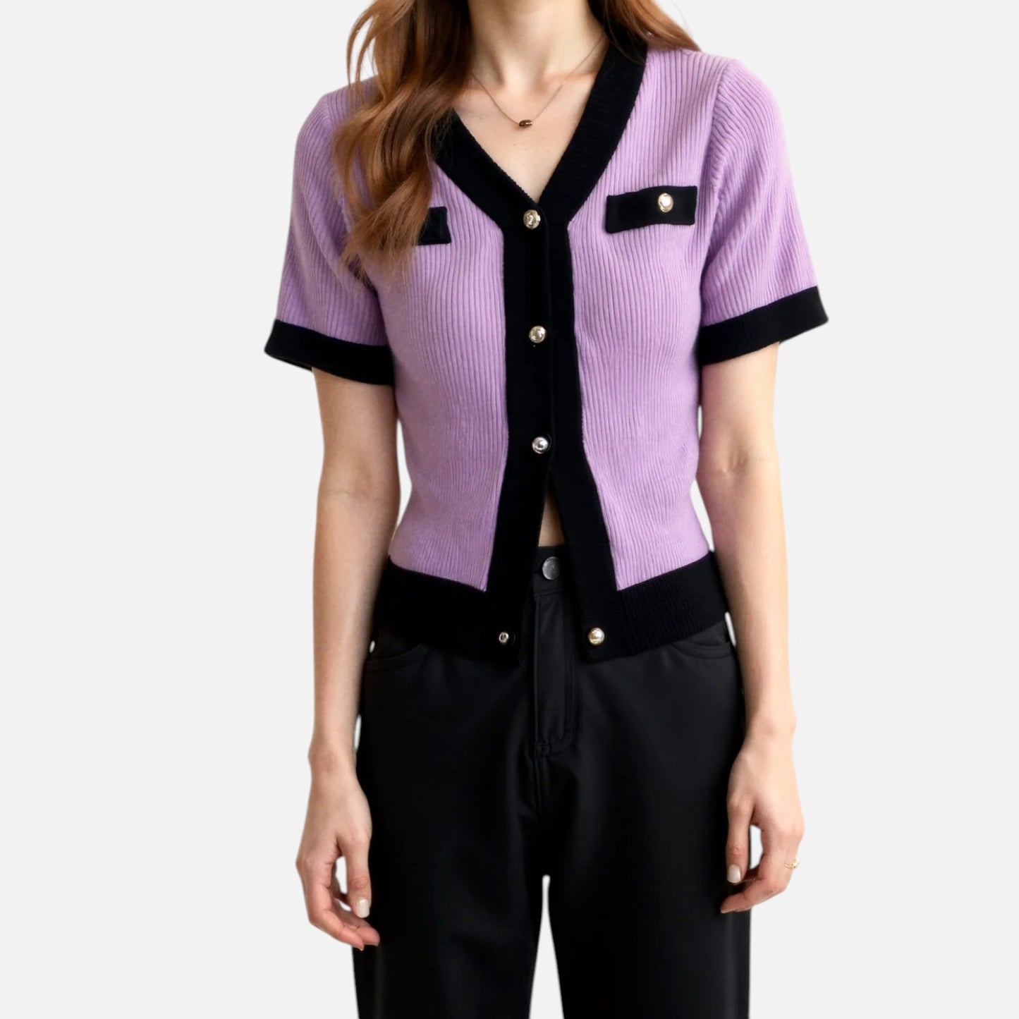 Elanclo | Women’s Cropped Contrast Knit Top