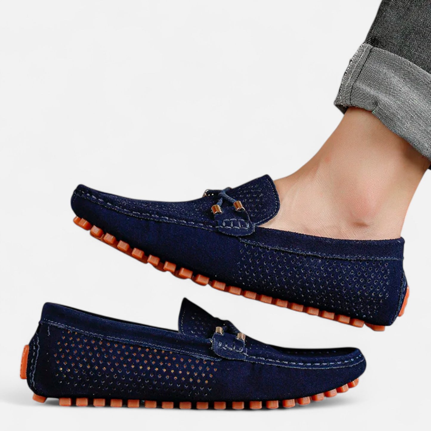 Elanclo | Men’s Perforated Suede Riviera Loafers