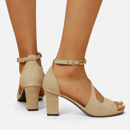 Elanclo | Women’s Cross-Strap Suede Comfort Heels