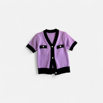 Elanclo | Women’s Cropped Contrast Knit Top