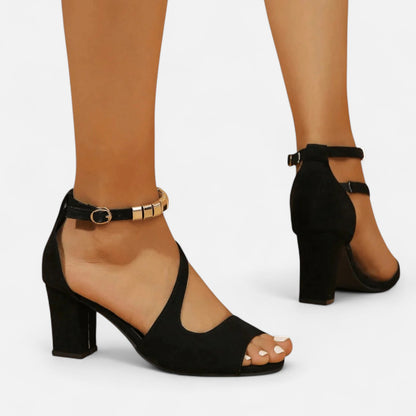 Elanclo | Women’s Cross-Strap Suede Comfort Heels