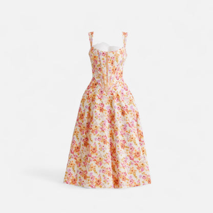 Elanclo | Women’s Floral Corset Midi Dress