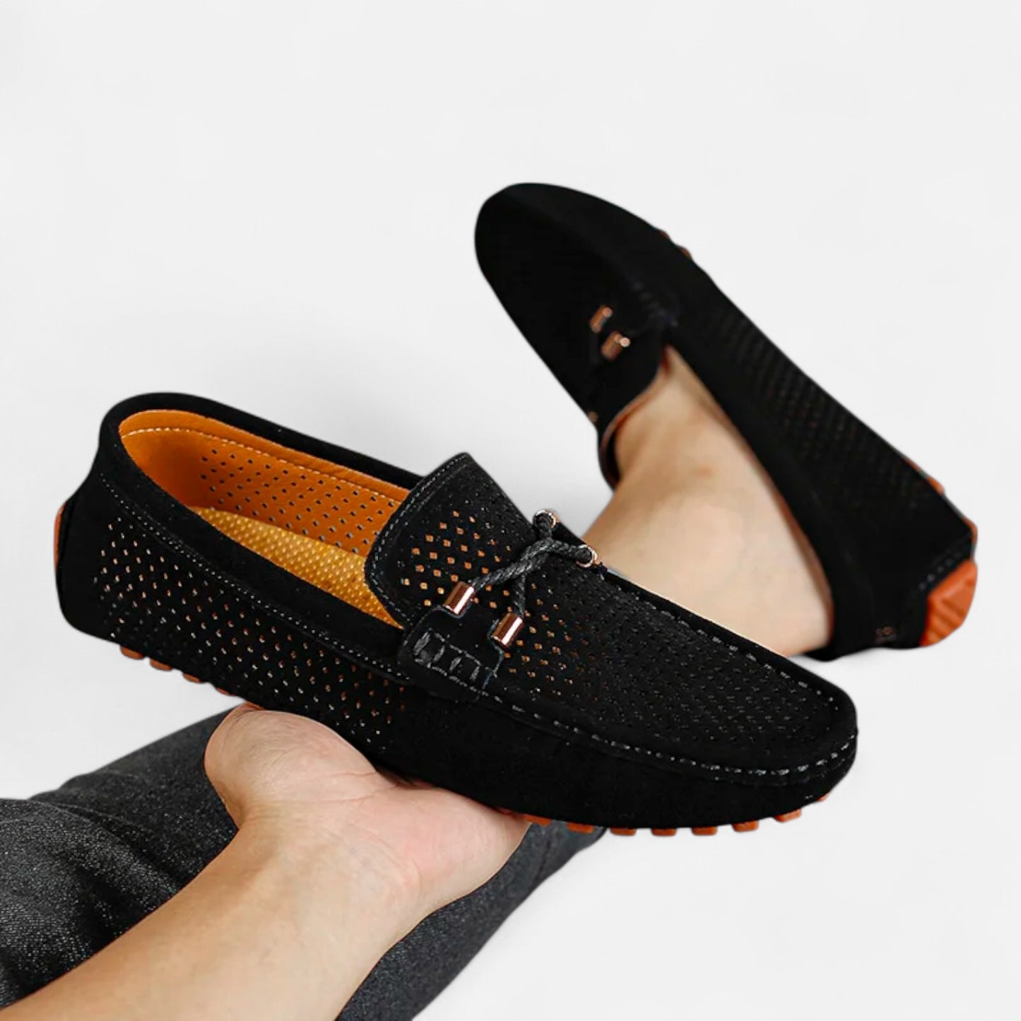 Elanclo | Men’s Perforated Suede Riviera Loafers