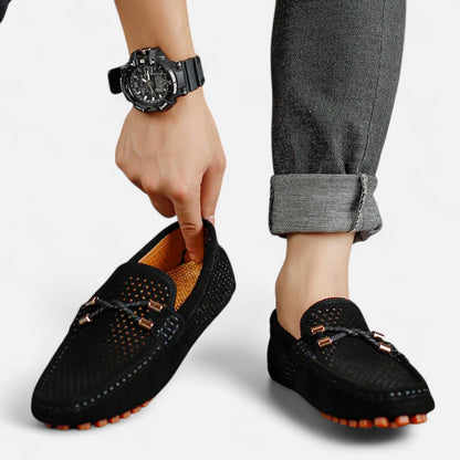 Elanclo | Men’s Perforated Suede Riviera Loafers