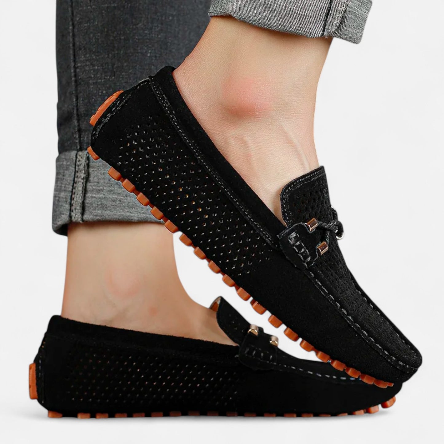 Elanclo | Men’s Perforated Suede Riviera Loafers