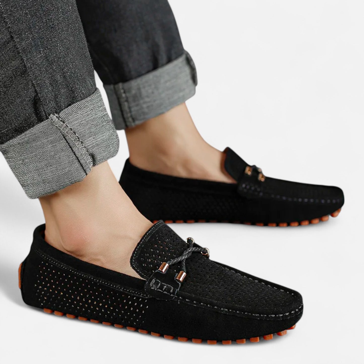 Elanclo | Men’s Perforated Suede Riviera Loafers