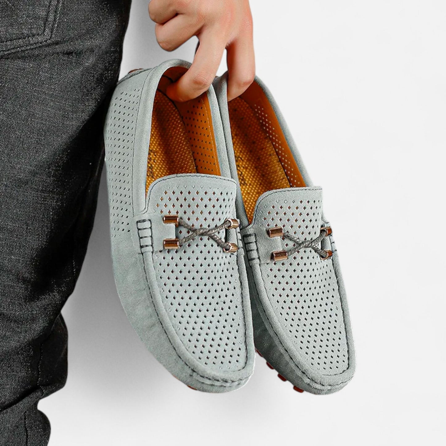 Elanclo | Men’s Perforated Suede Riviera Loafers