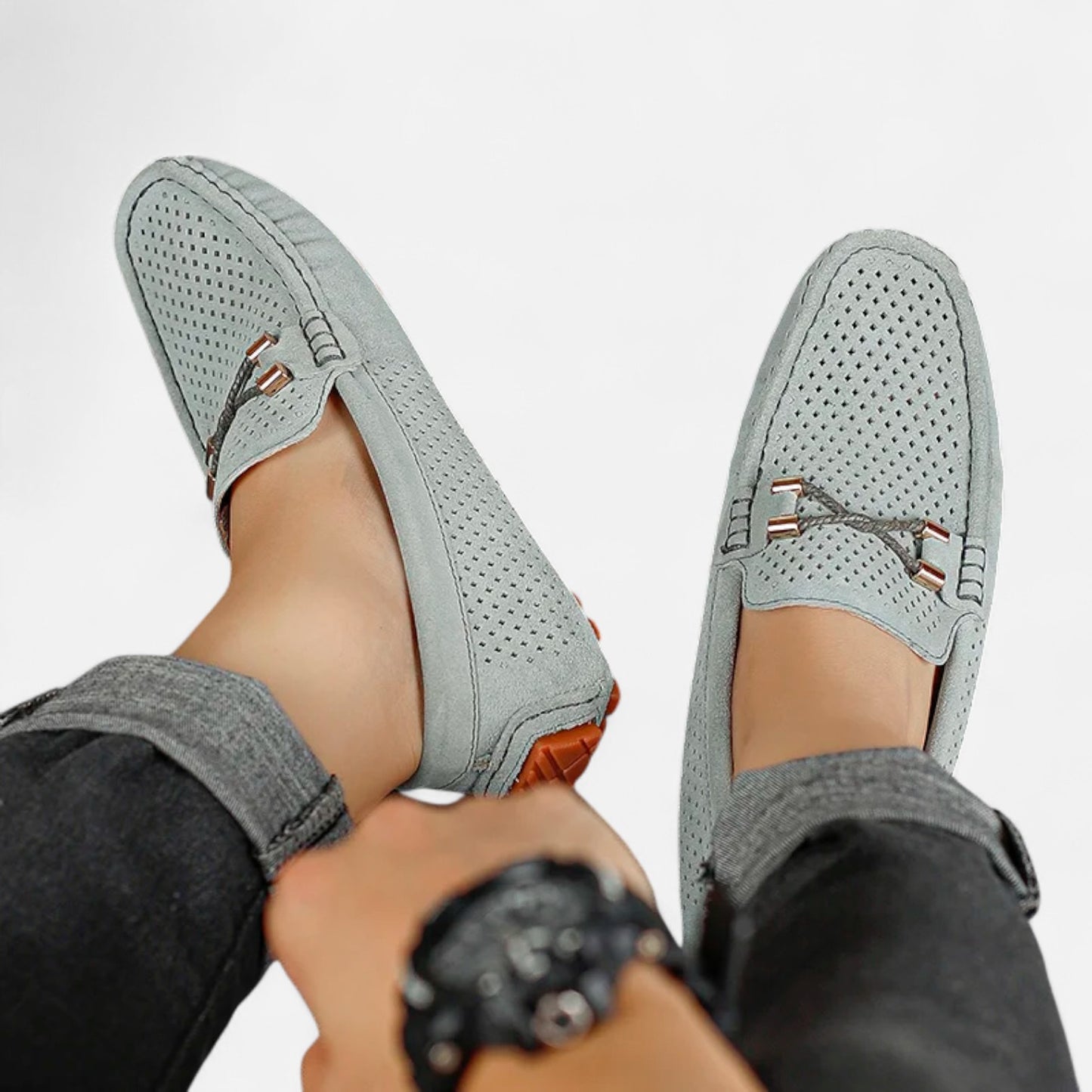 Elanclo | Men’s Perforated Suede Riviera Loafers