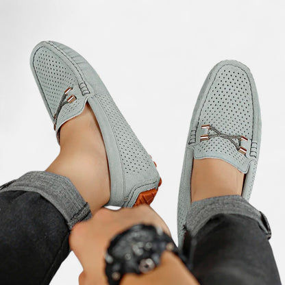 Elanclo | Men’s Perforated Suede Riviera Loafers