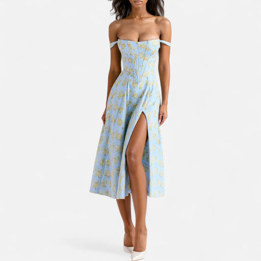 Elanclo | Women’s Floral Corset Midi Dress