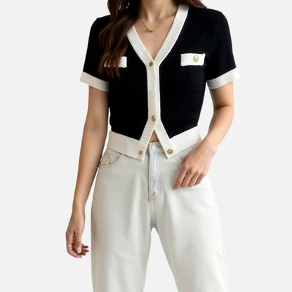 Elanclo | Women’s Cropped Contrast Knit Top