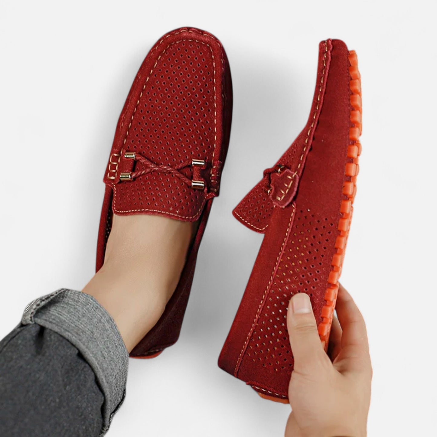 Elanclo | Men’s Perforated Suede Riviera Loafers