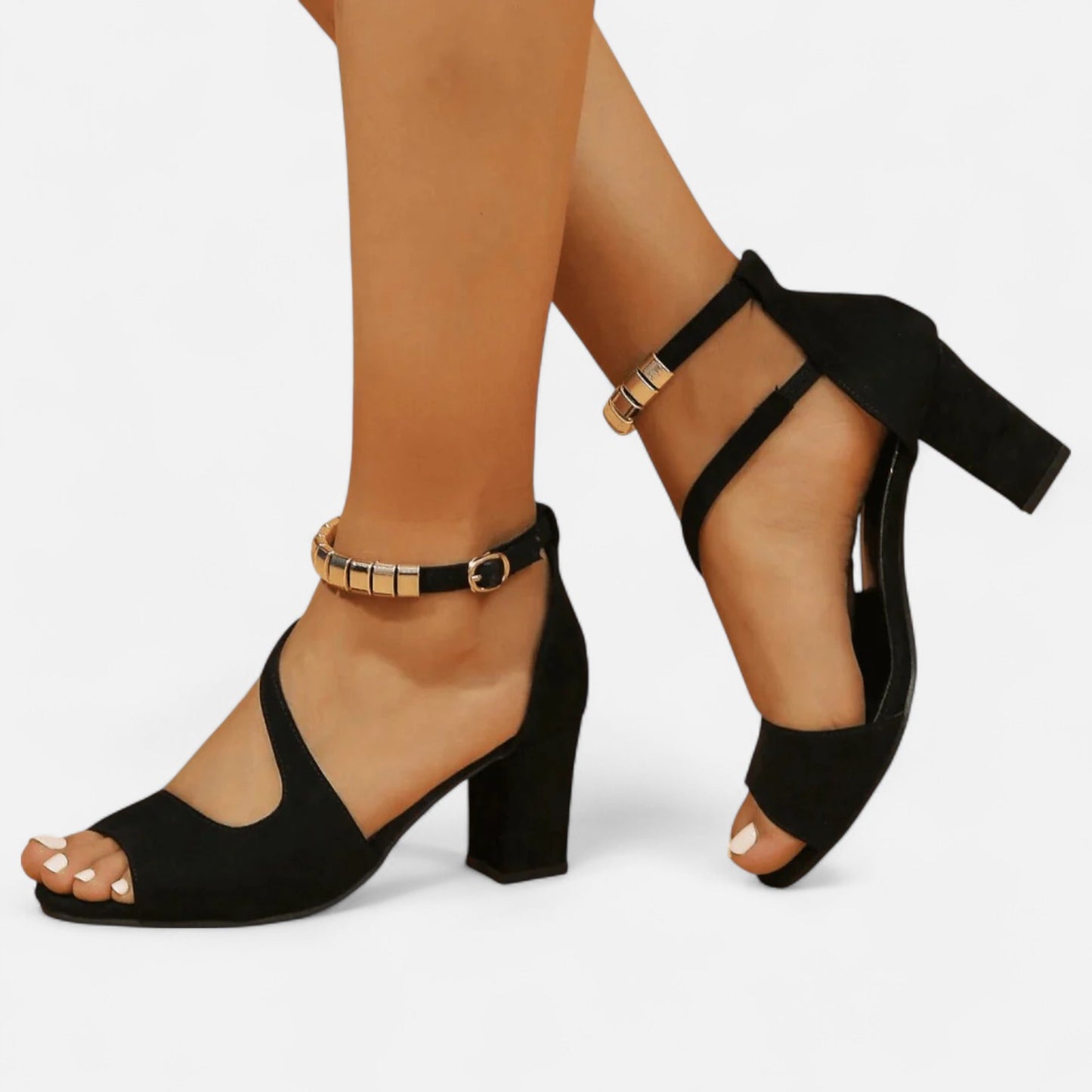 Elanclo | Women’s Cross-Strap Suede Comfort Heels
