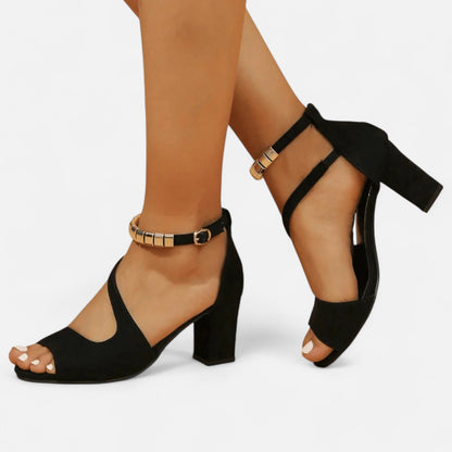 Elanclo | Women’s Cross-Strap Suede Comfort Heels