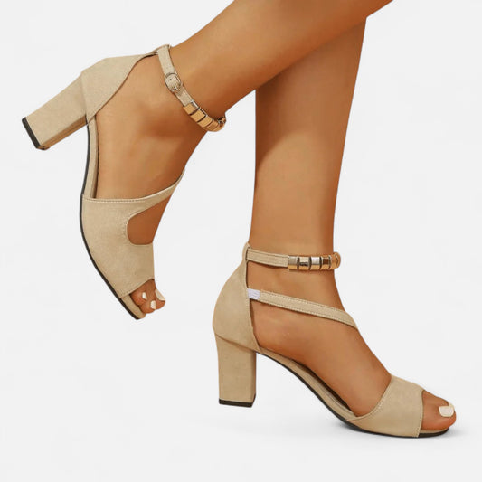 Elanclo | Women’s Cross-Strap Suede Comfort Heels
