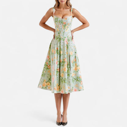 Elanclo | Women’s Floral Corset Midi Dress